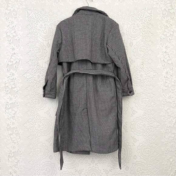 Abercrombie & Fitch Wool Trench Coat Houndstooth Belted - Picture 11 of 16